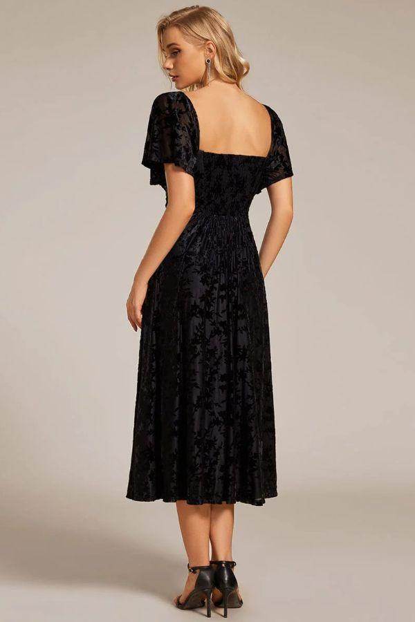 A-Line Midi Comprises Velvet Dress CG0270 - COCOMELODY