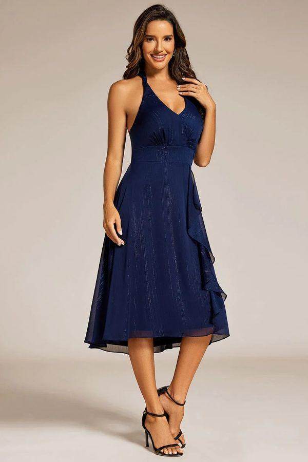 A-Line Midi Polyester Dress CG0271 - COCOMELODY