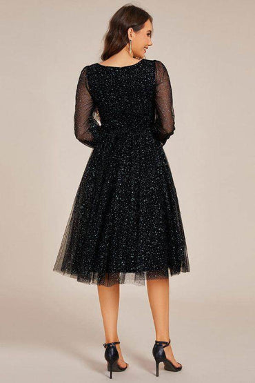A-Line Midi Sparkling Tulle Dress CG0272 - COCOMELODY