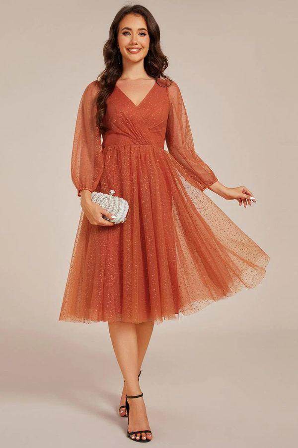 A-Line Midi Sparkling Tulle Dress CG0272 - COCOMELODY