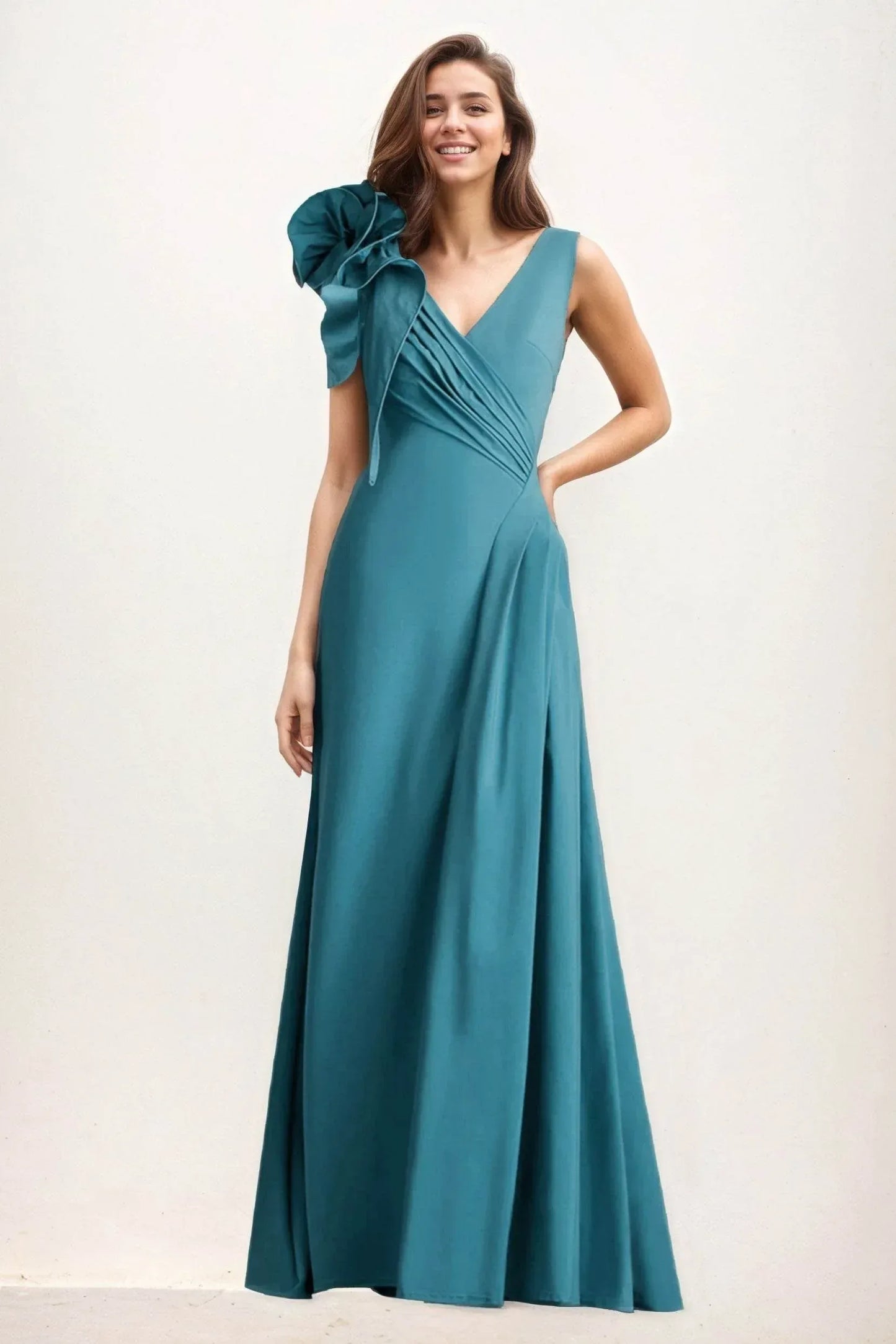 A-Line Maxi Elastic Cloth Wedding Guest Dress CG0275 - COCOMELODY