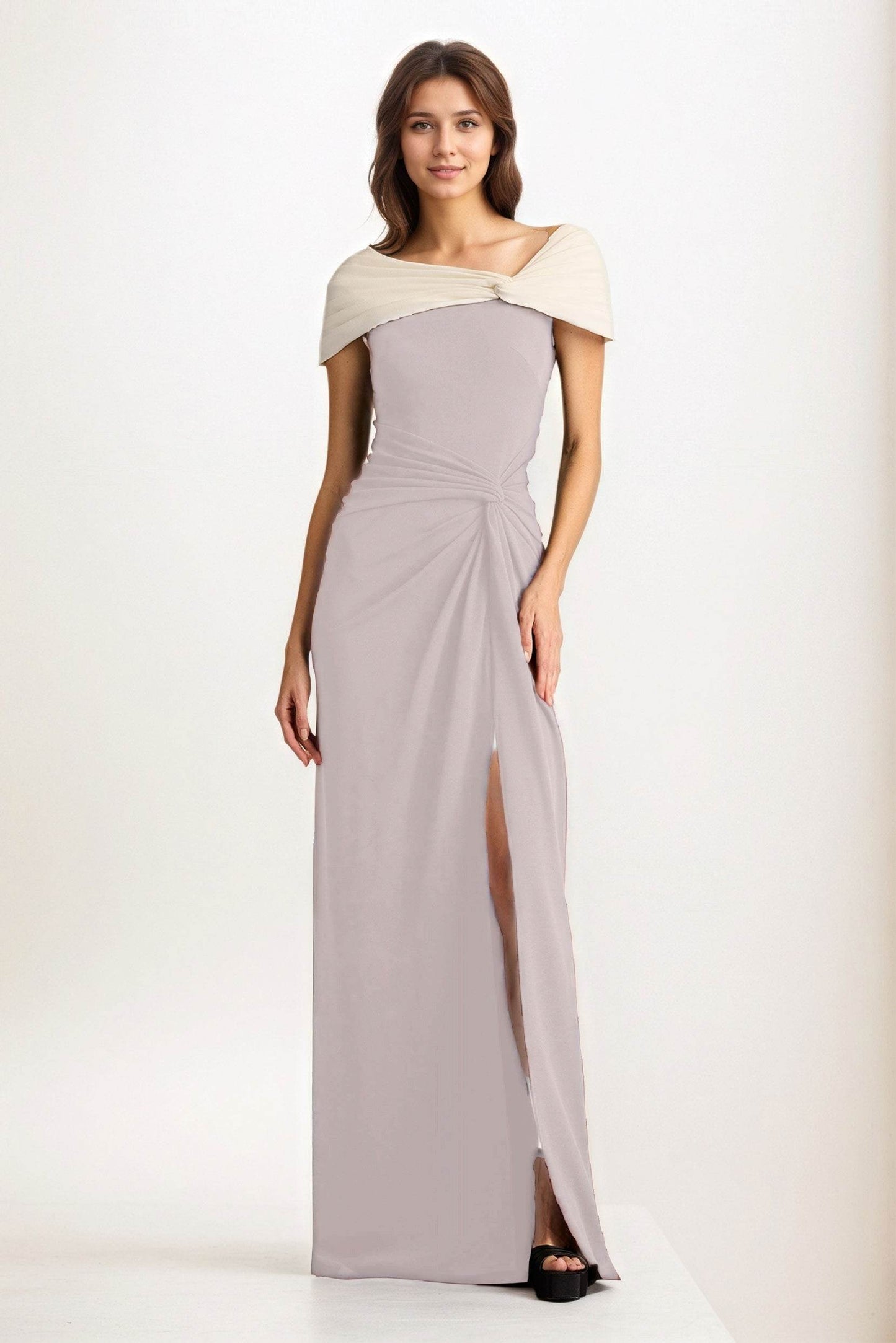 Sheath-Column Maxi Chiffon Wedding Guest Dress CG0279 - COCOMELODY