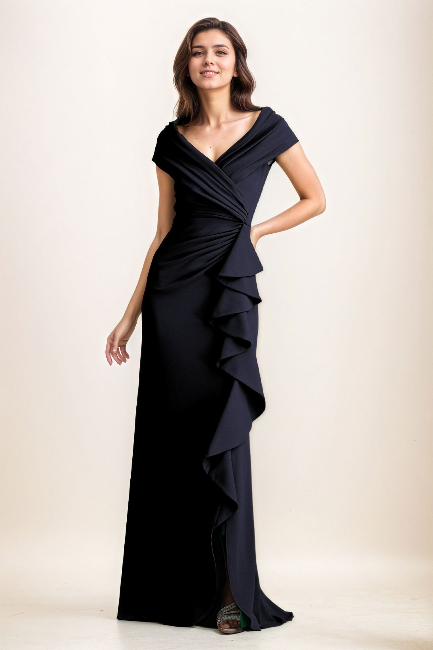 Sheath-Column Maxi Elastic Cloth Wedding Guest Dress CG0280