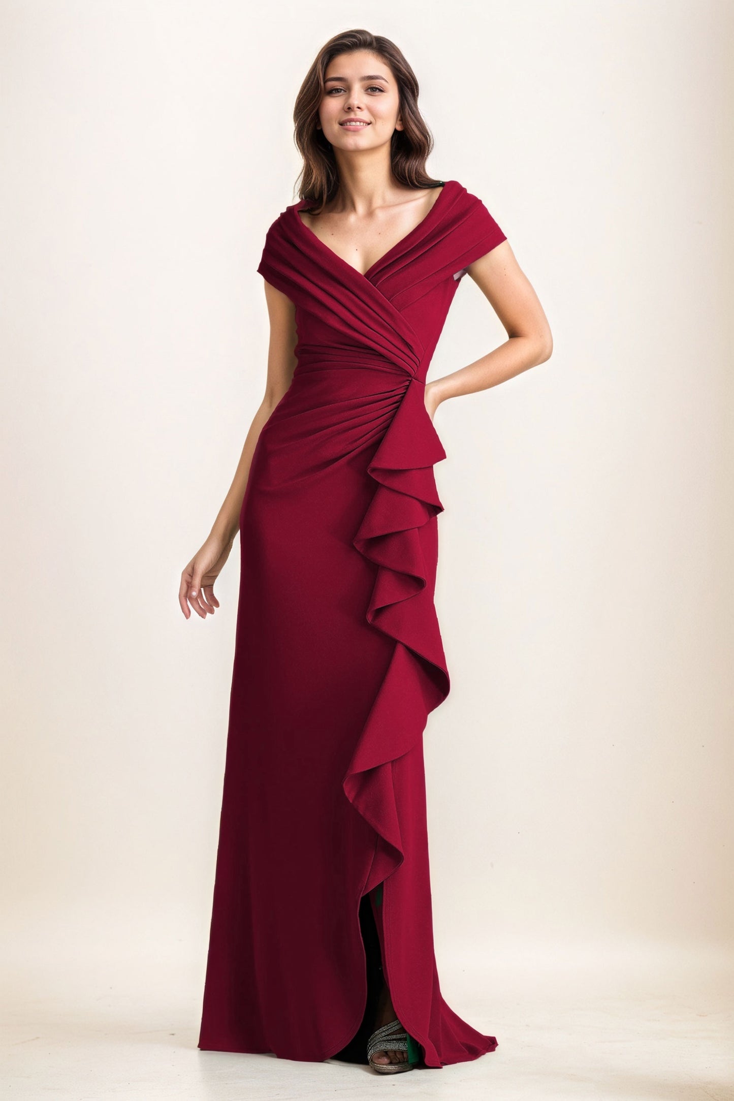 Sheath-Column Maxi Elastic Cloth Wedding Guest Dress CG0280