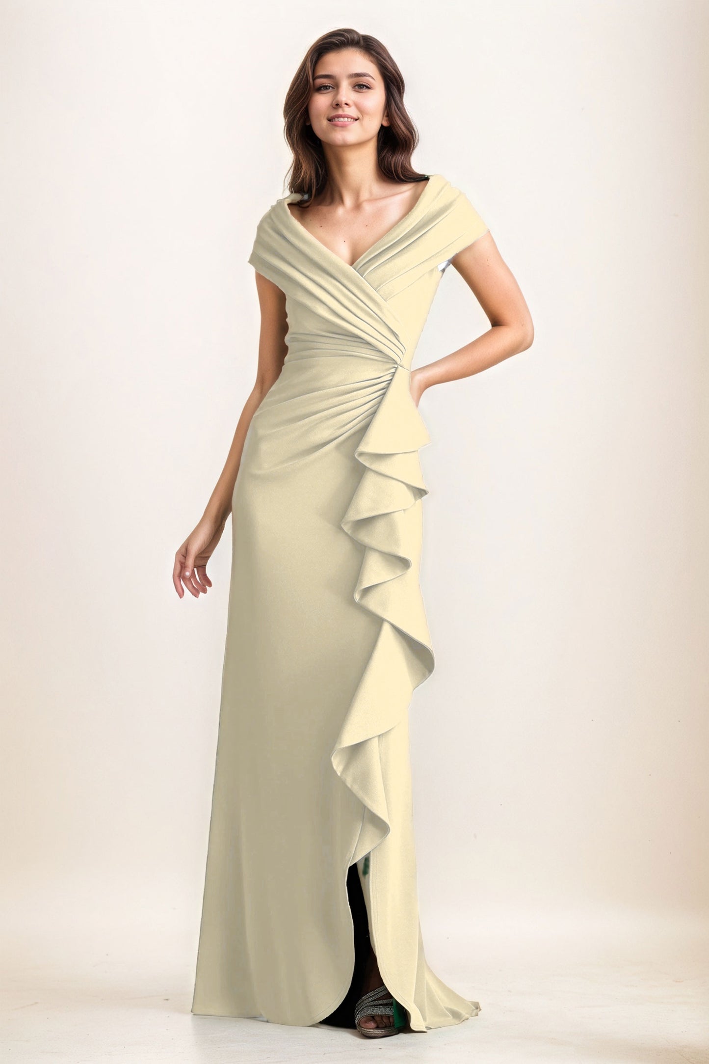 Sheath-Column Maxi Elastic Cloth Wedding Guest Dress CG0280