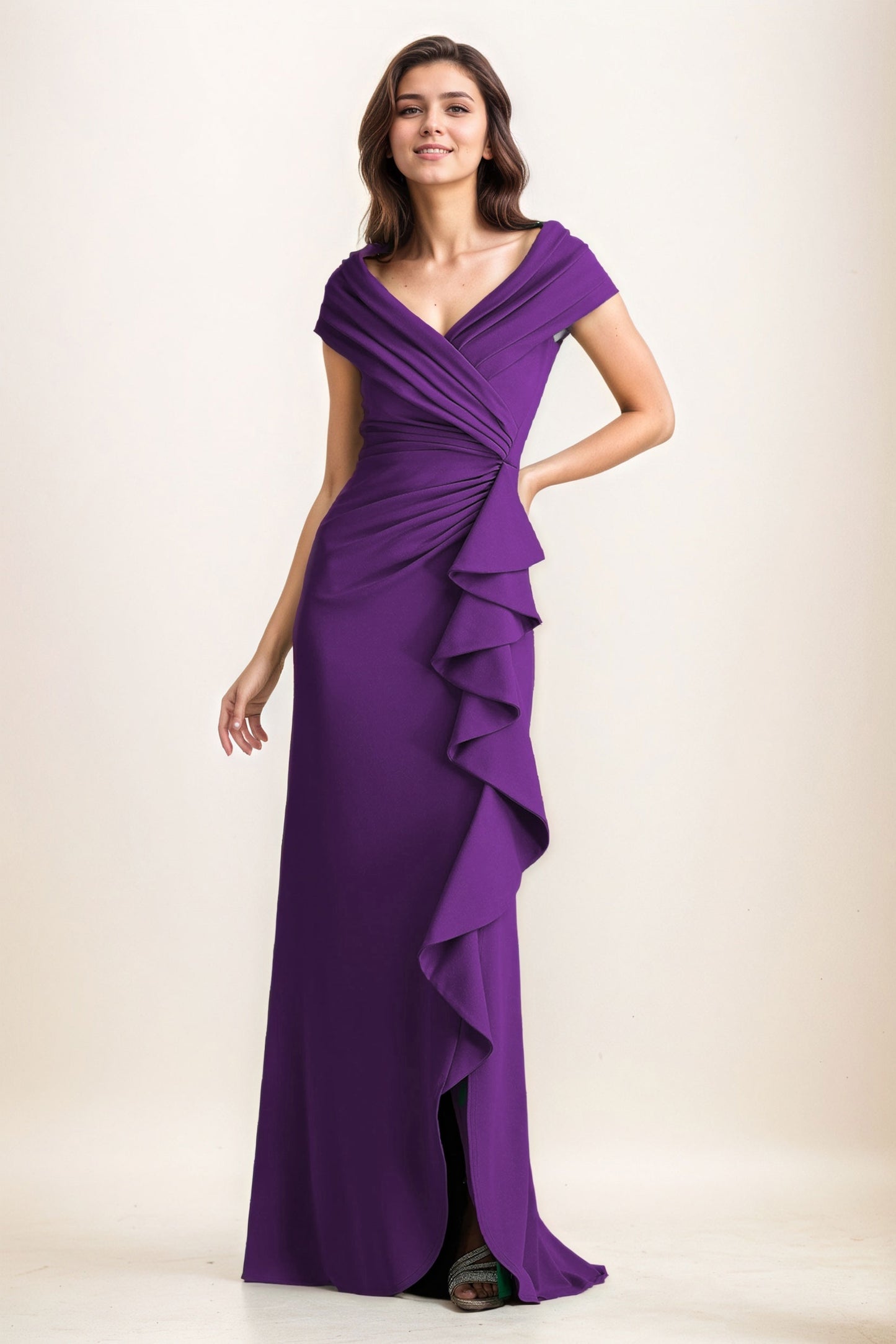 Sheath-Column Maxi Elastic Cloth Wedding Guest Dress CG0280