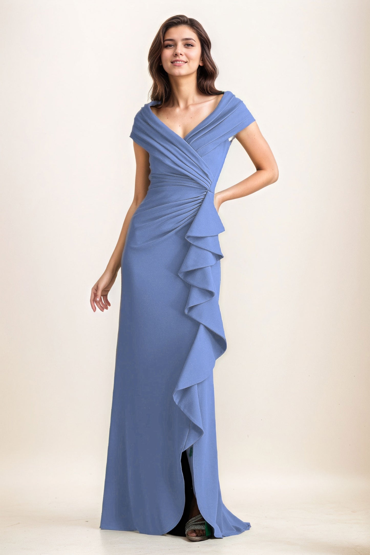 Sheath-Column Maxi Elastic Cloth Wedding Guest Dress CG0280
