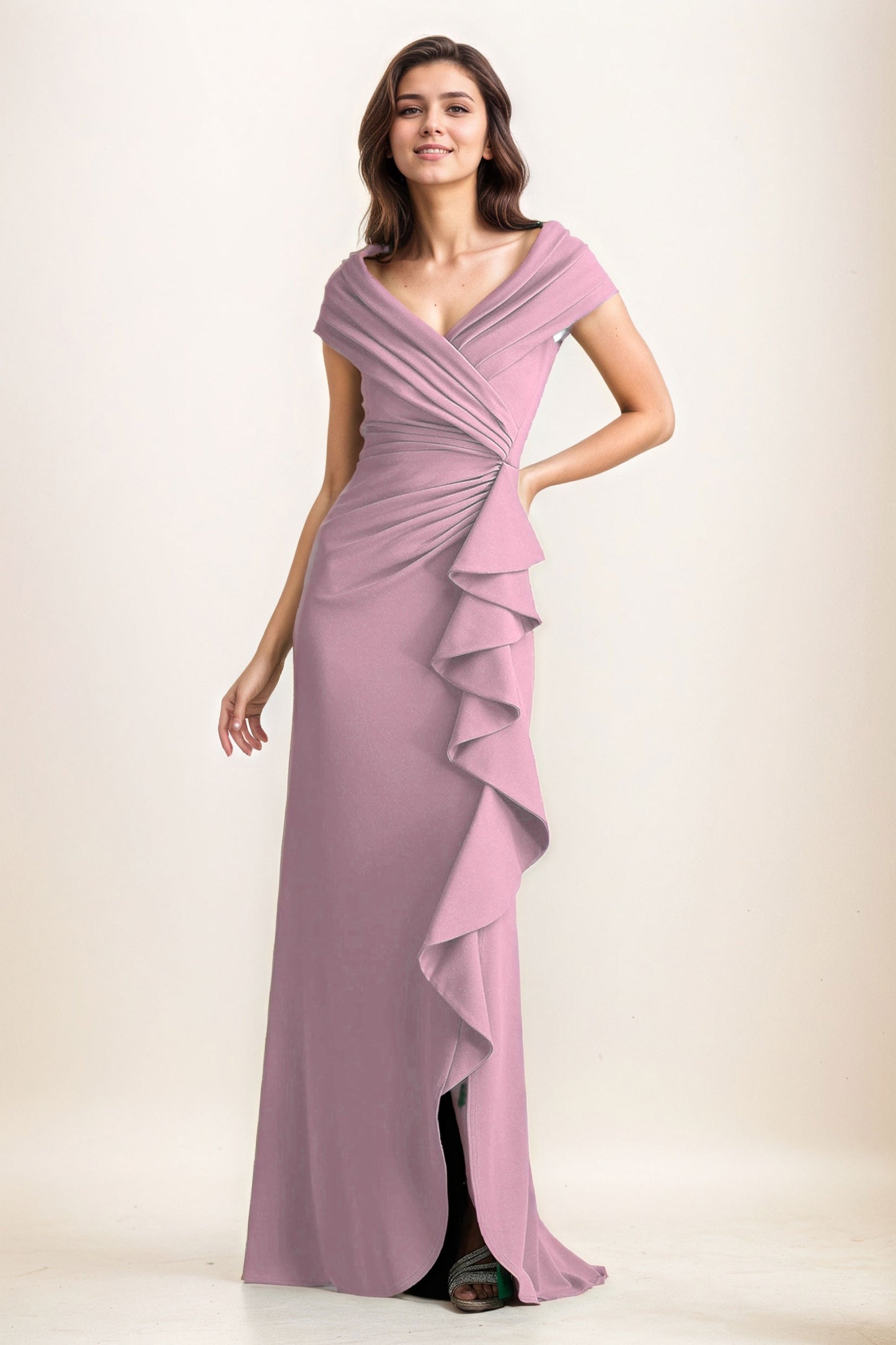 Sheath-Column Maxi Elastic Cloth Wedding Guest Dress CG0280