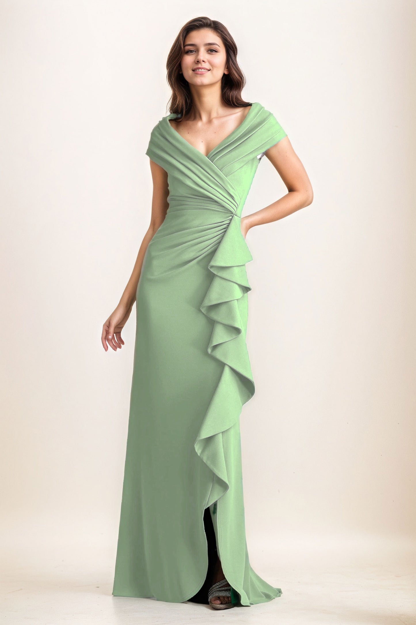 Sheath-Column Maxi Elastic Cloth Wedding Guest Dress CG0280