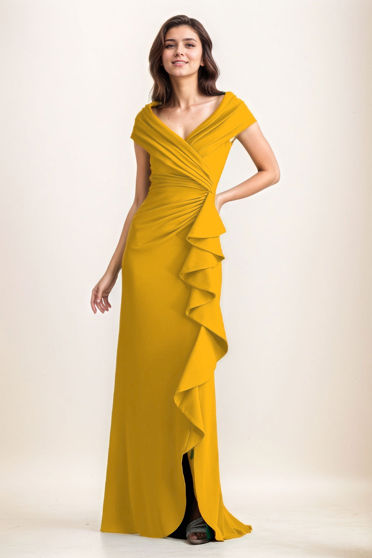 Sheath-Column Maxi Elastic Cloth Wedding Guest Dress CG0280