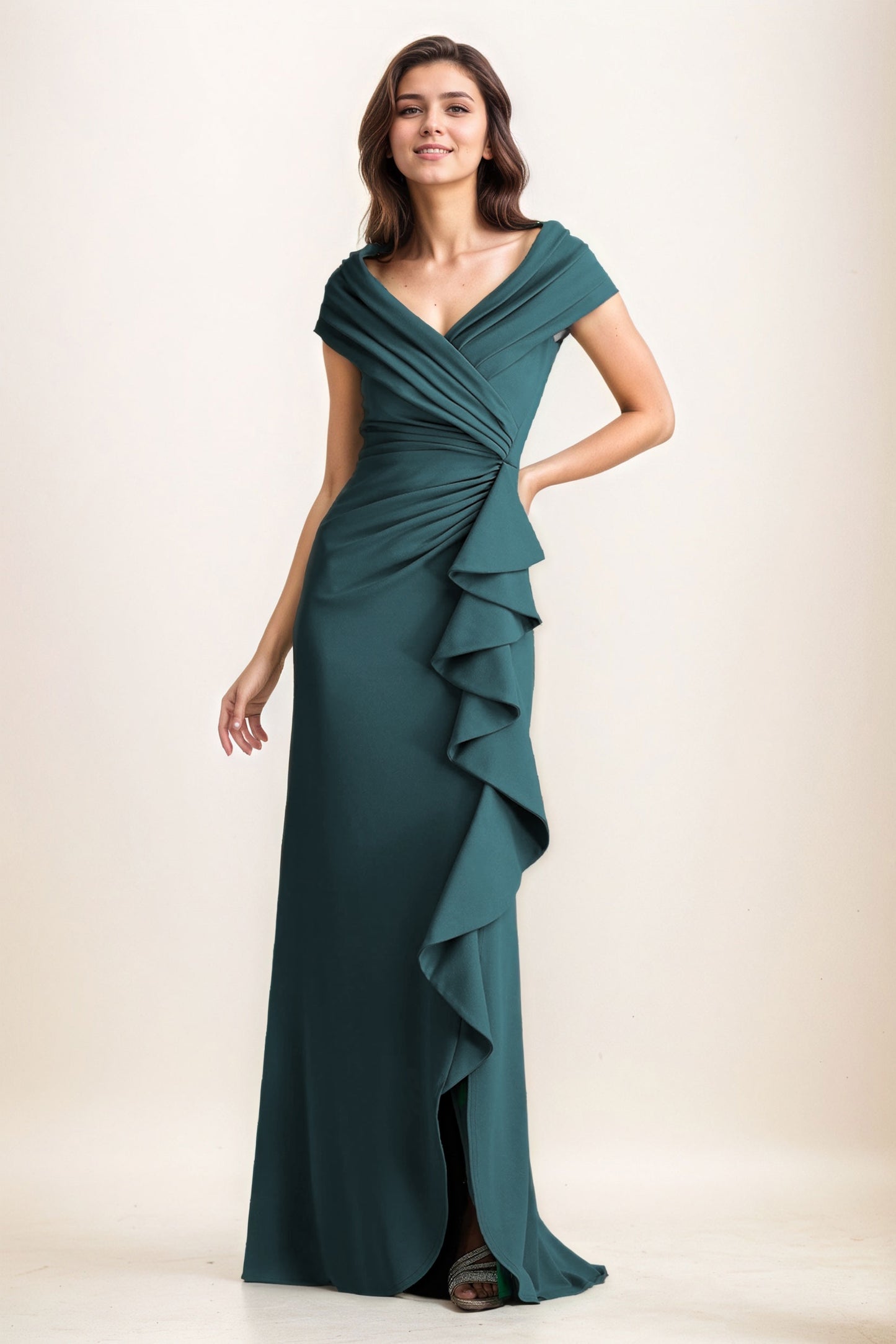 Sheath-Column Maxi Elastic Cloth Wedding Guest Dress CG0280