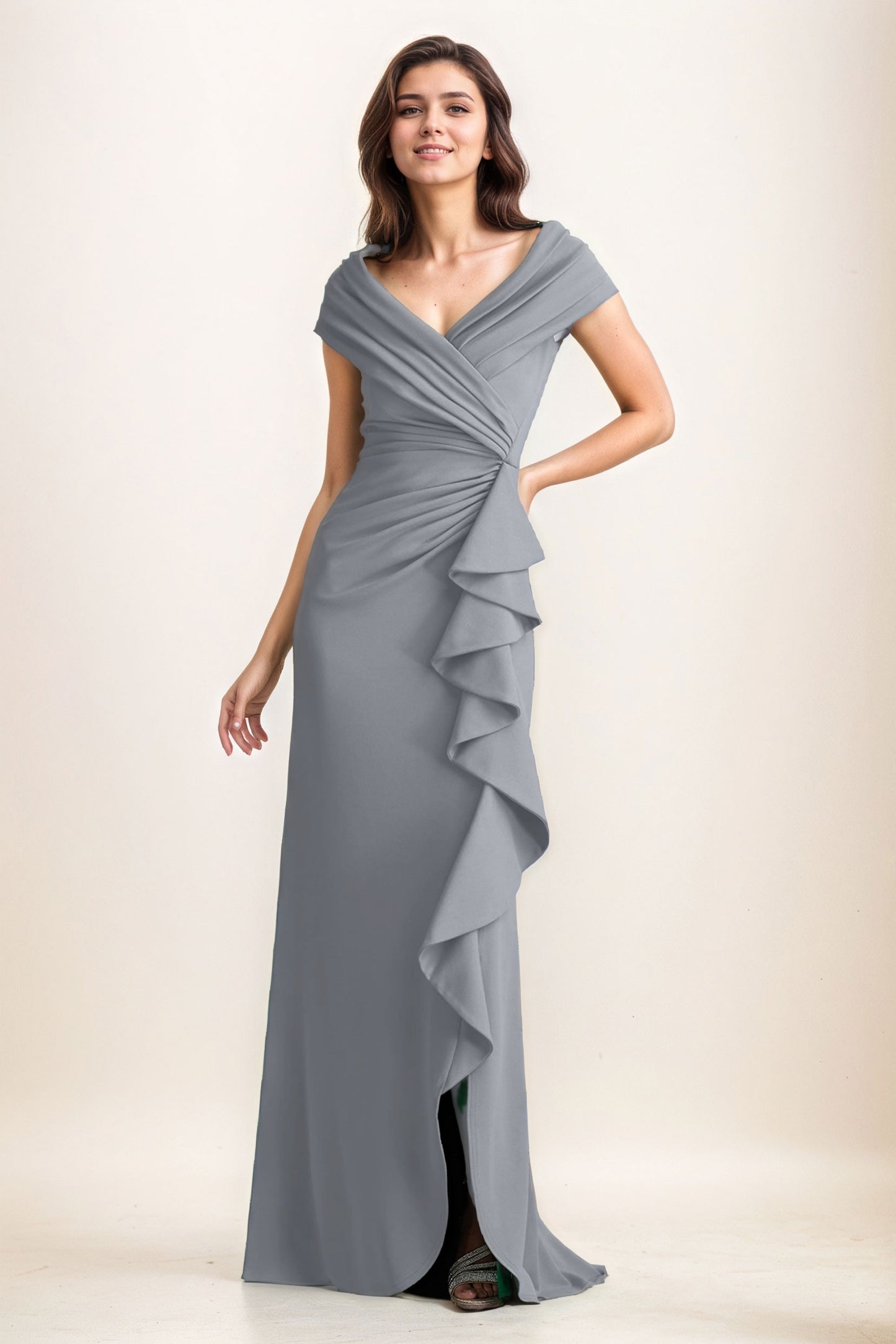 Sheath-Column Maxi Elastic Cloth Wedding Guest Dress CG0280