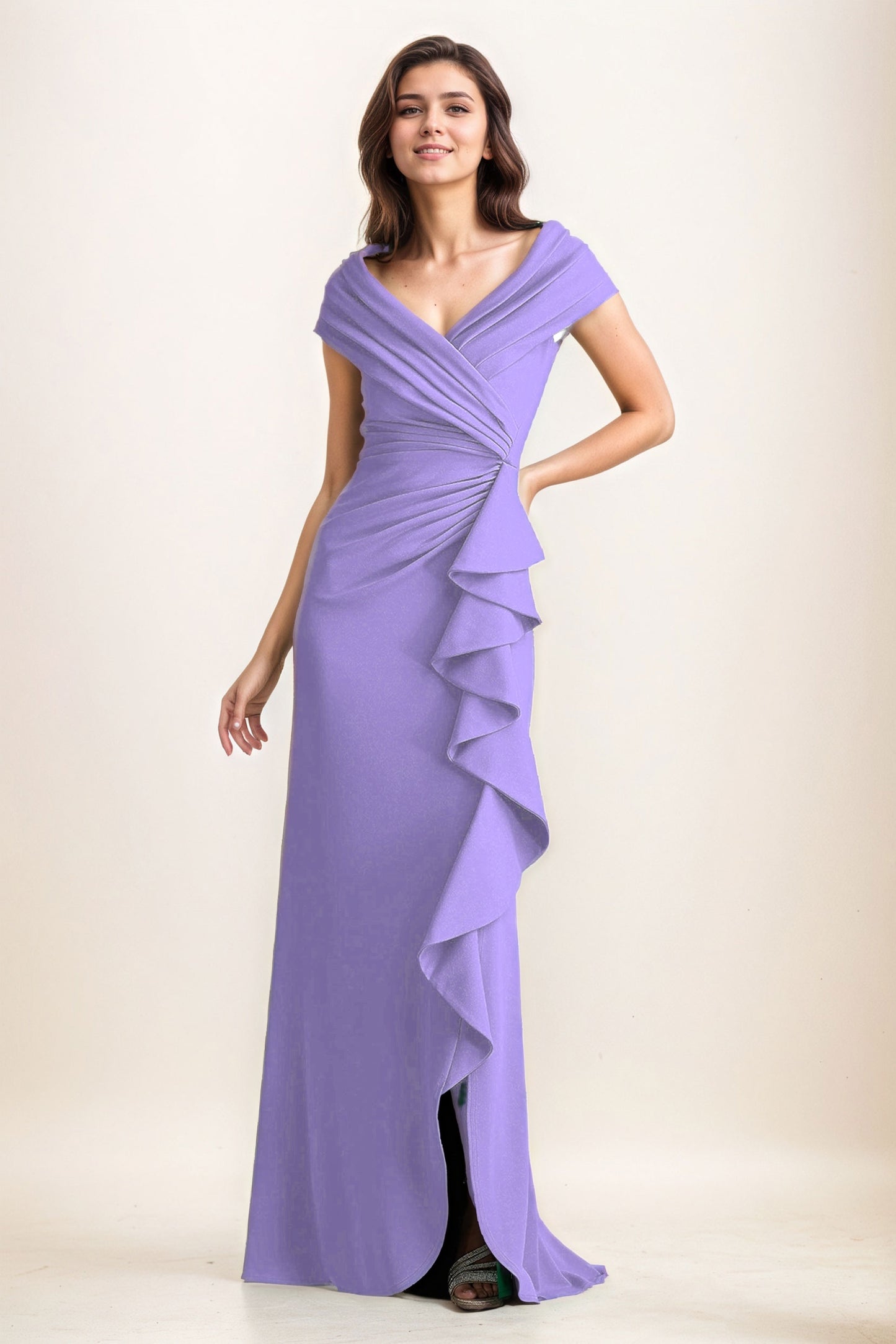 Sheath-Column Maxi Elastic Cloth Wedding Guest Dress CG0280