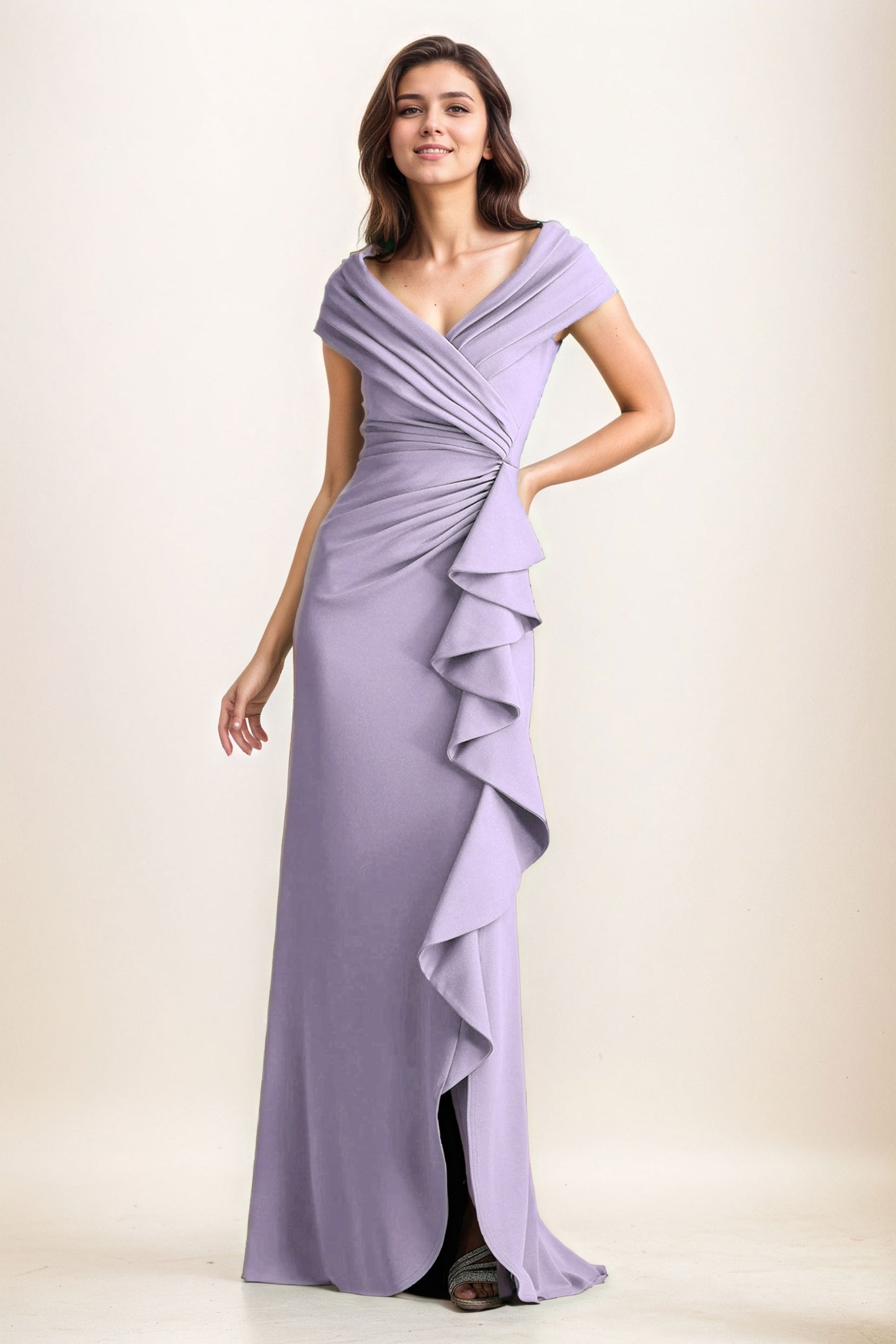 Sheath-Column Maxi Elastic Cloth Wedding Guest Dress CG0280