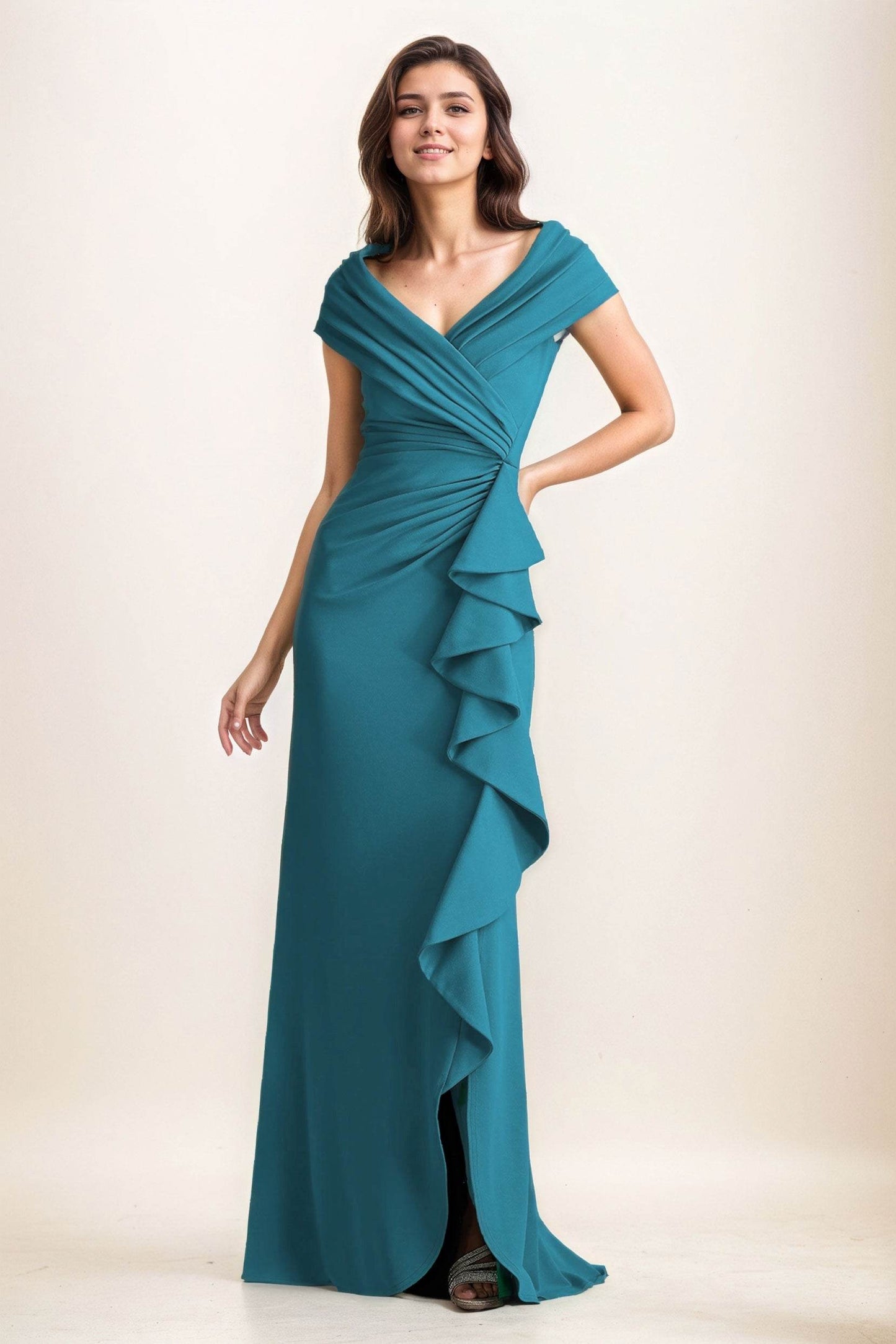 Sheath-Column Maxi Elastic Cloth Wedding Guest Dress CG0280 - COCOMELODY
