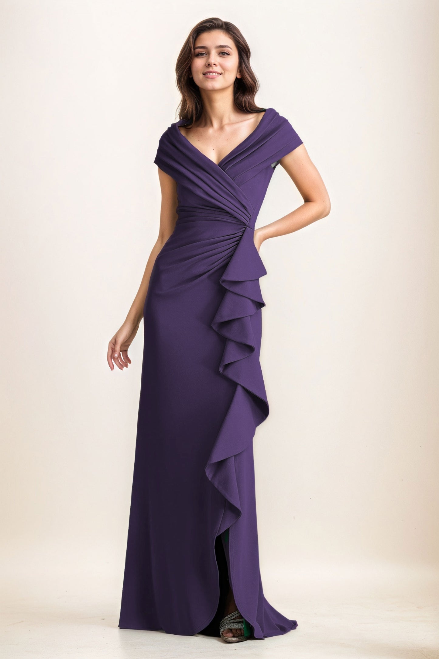 Sheath-Column Maxi Elastic Cloth Wedding Guest Dress CG0280