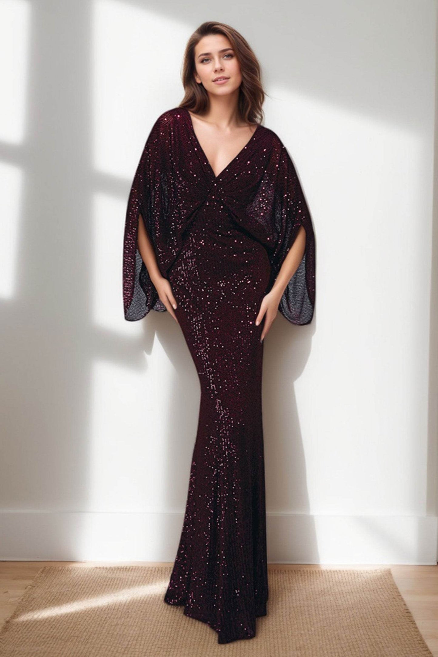 Sheath-Column Maxi Sequined Wedding Guest Dress CG0284 - COCOMELODY