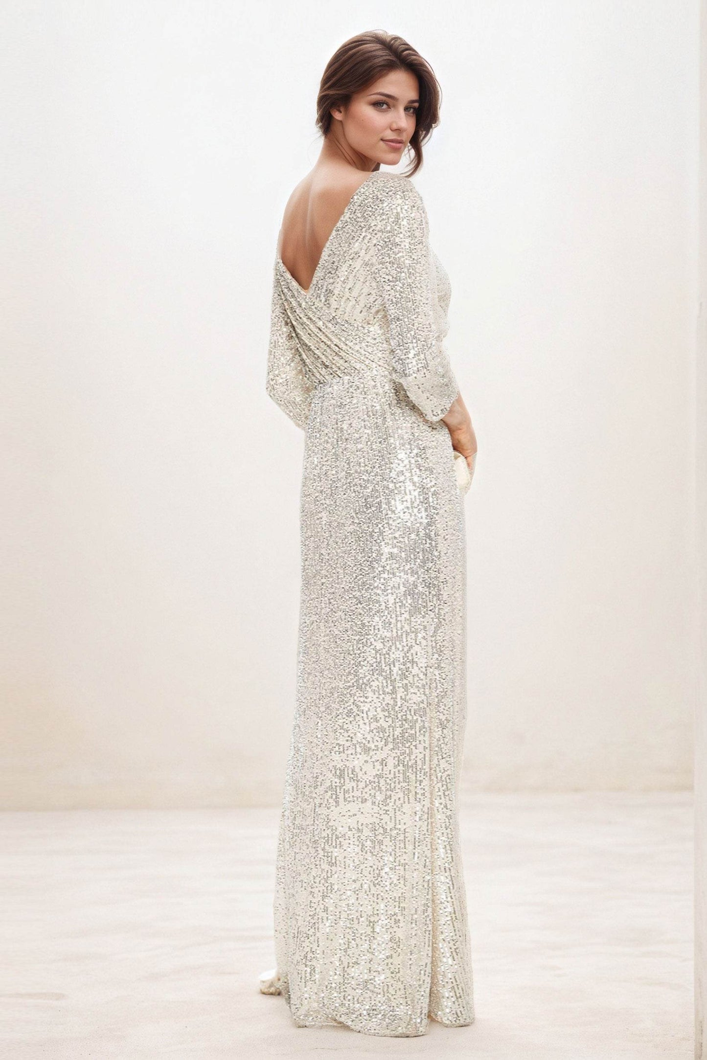 Sheath-Column Maxi Sequined Wedding Guest Dress CG0285 - COCOMELODY