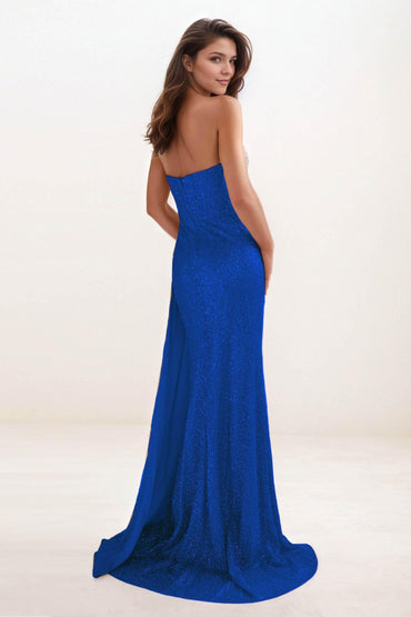 Trumpet-Mermaid Sweep-Brush Train Sequined Wedding Guest Dress CG0290 - COCOMELODY