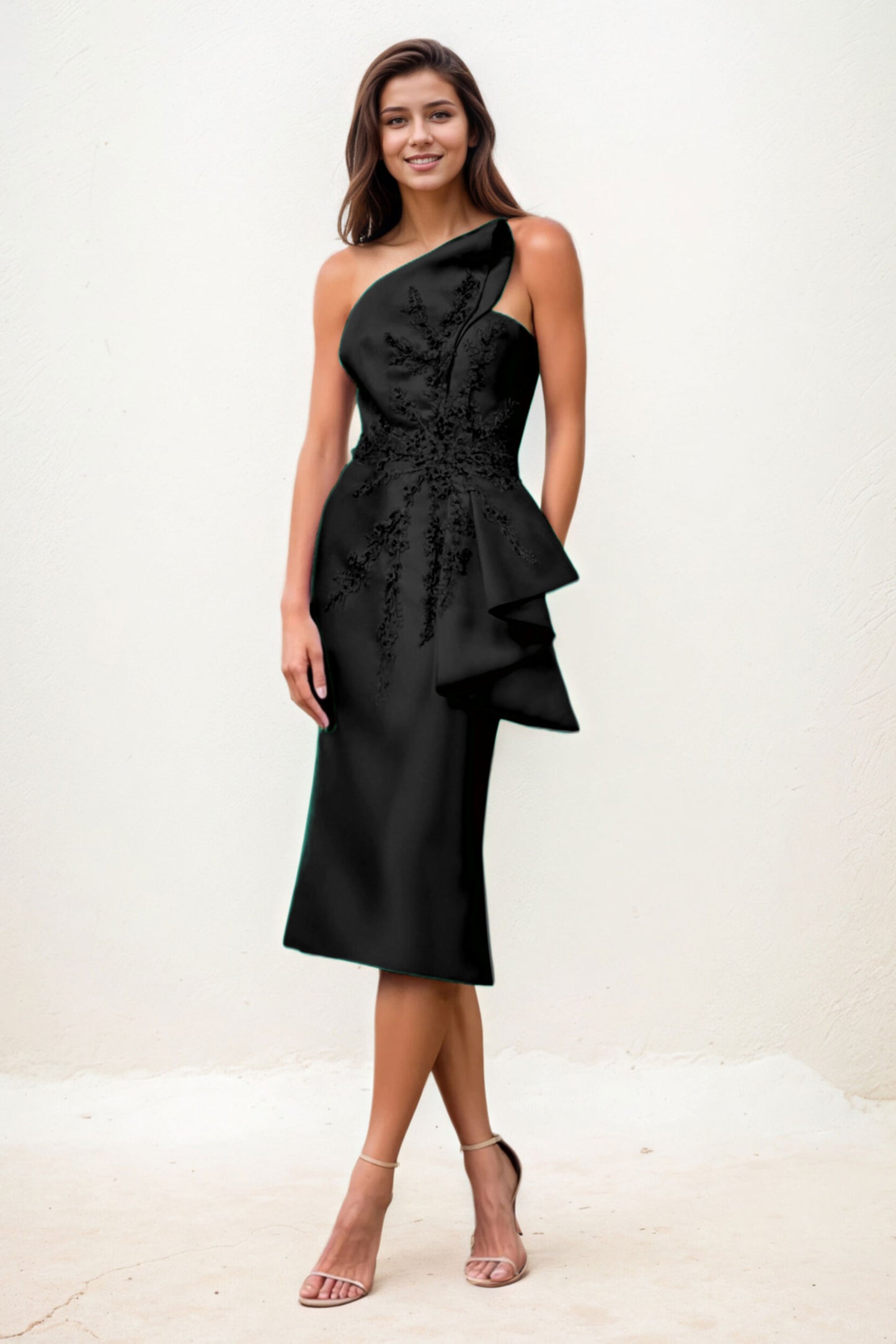 Sheath-Column Midi Satin Wedding Guest Dress CG0292