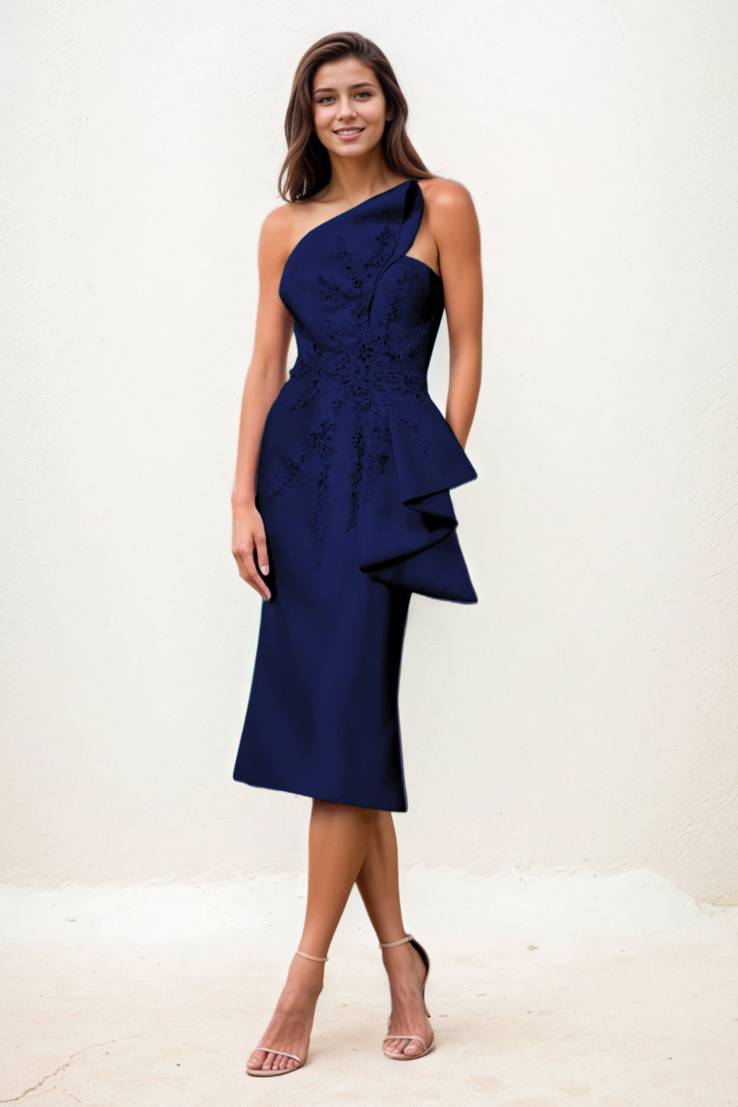 Sheath-Column Midi Satin Wedding Guest Dress CG0292
