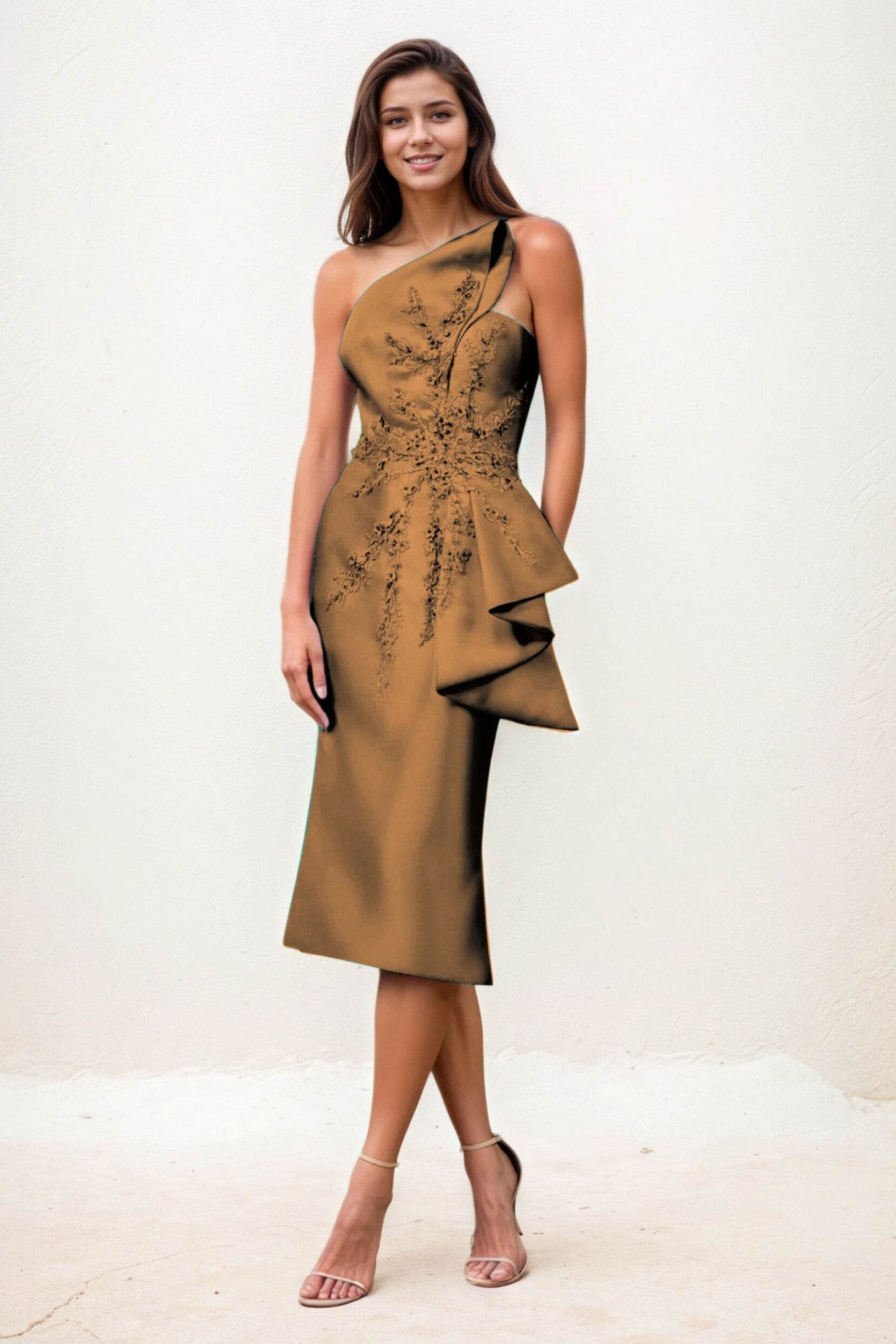 Sheath-Column Midi Satin Wedding Guest Dress CG0292 - COCOMELODY