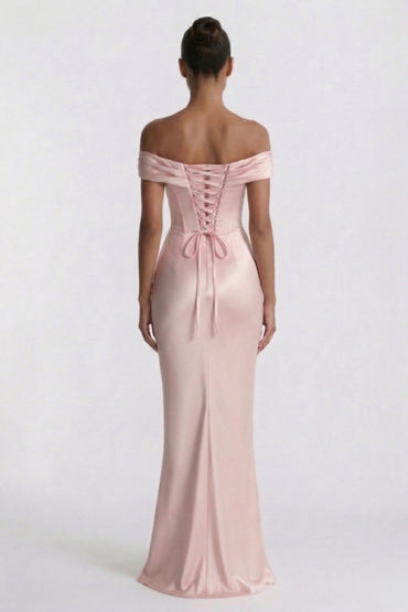 Sheath-Column Floor Length Acetate Satin Bridesmaid Dress CG0303BM