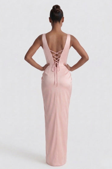 Sheath-Column Floor Length Acetate Satin Bridesmaid Dress CG0304BM