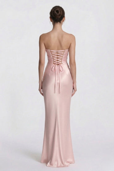 Sheath-Column Floor Length Acetate Satin Bridesmaid Dress CG0305BM