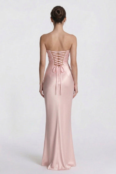 Sheath-Column Floor Length Acetate Satin Bridesmaid Dress CG0305BM - Dusty Blue - COCOMELODY