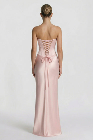 Sheath-Column Floor Length Acetate Satin Bridesmaid Dress CG0306BM - Dusty Blue - COCOMELODY