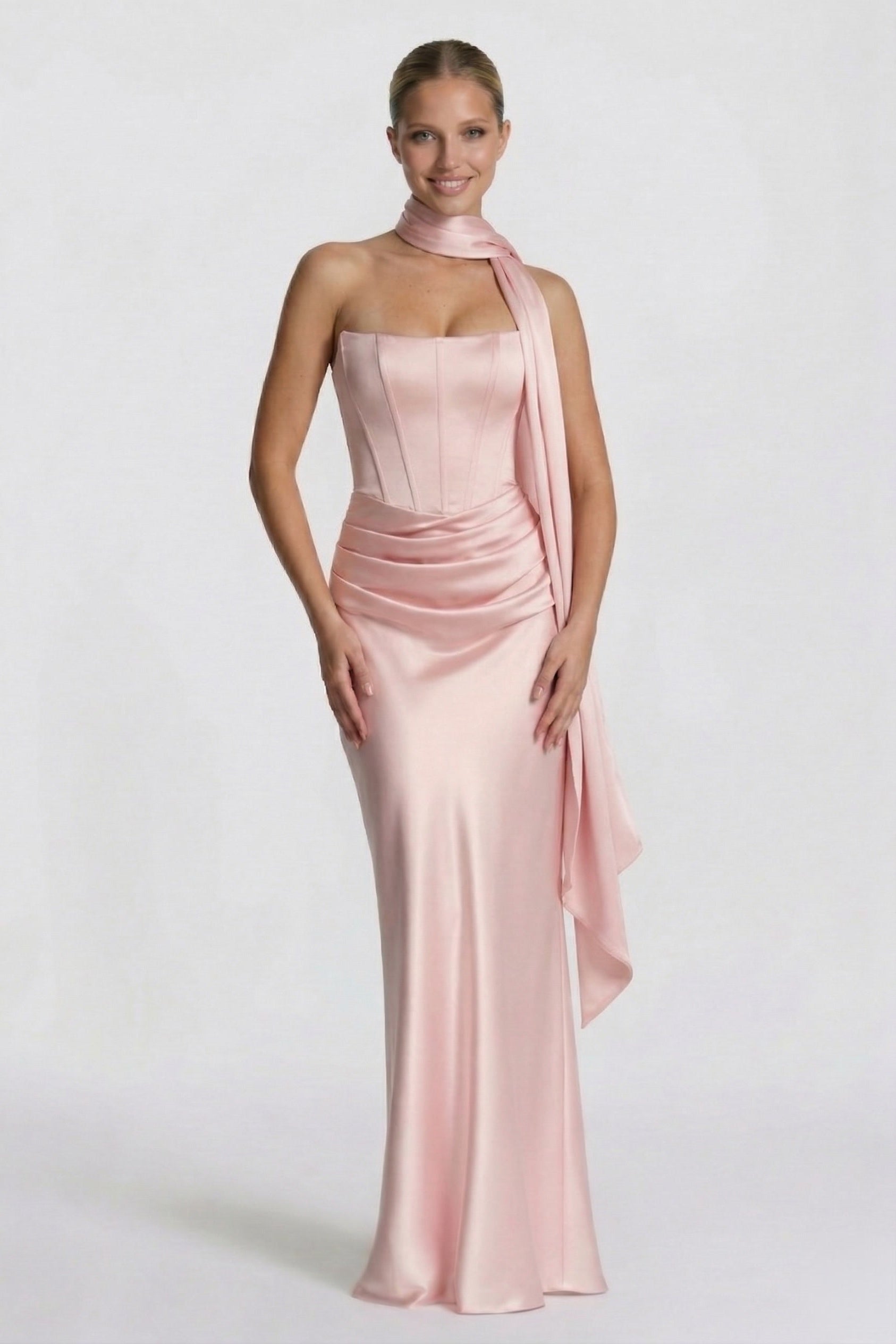 Sheath-Column Floor Length Acetate Satin Wedding Guest Dress COCOMELODY CG0306, Black Sheath-Column Floor Length Acetate Satin Wedding Guest Dress COCOMELODY CG0306, Black