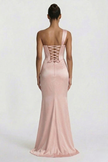 Sheath-Column Floor Length Acetate Satin Bridesmaid Dress CG0307BM