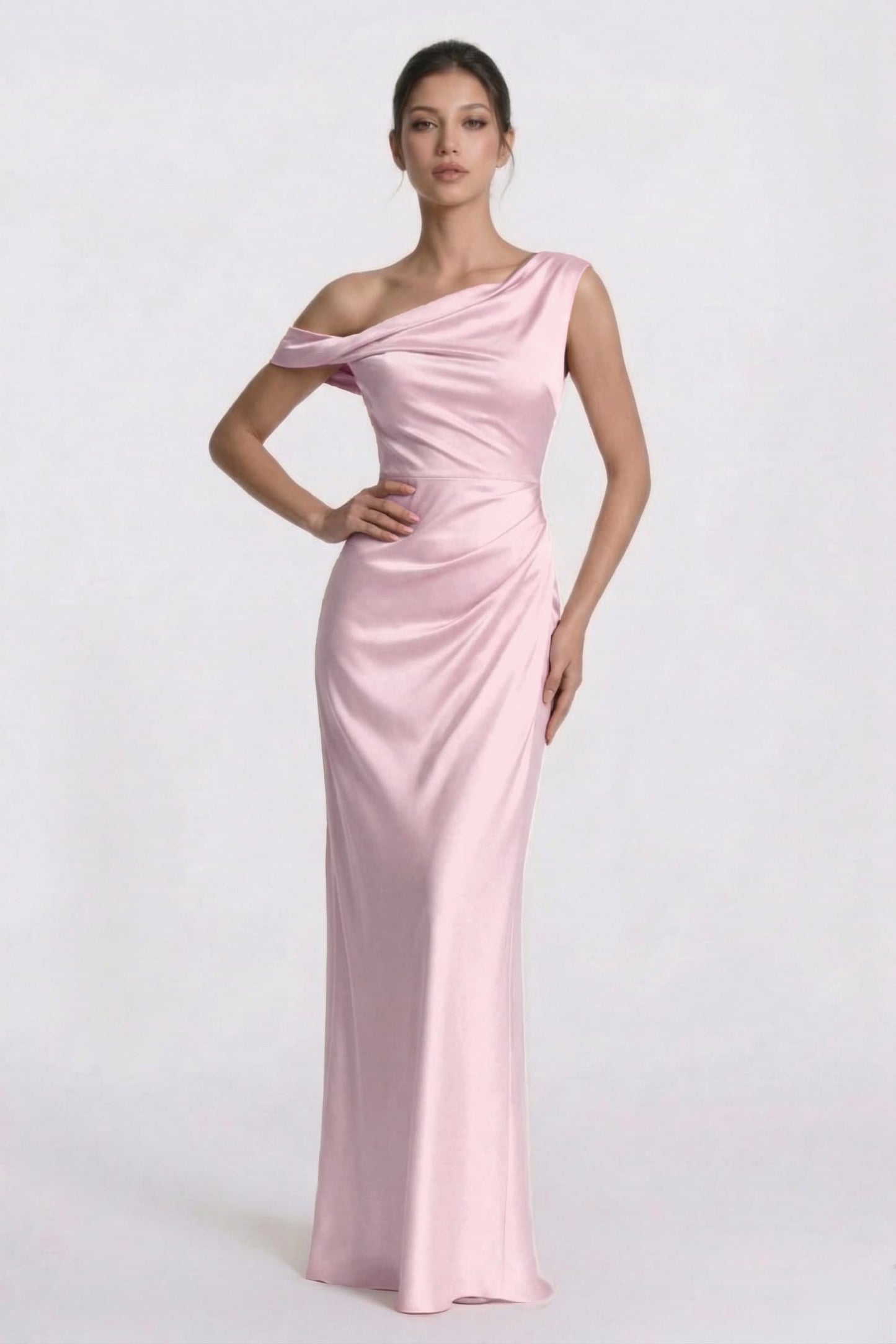 Sheath-Column Floor Length Acetate Satin Bridesmaid Dress CG0309BM
