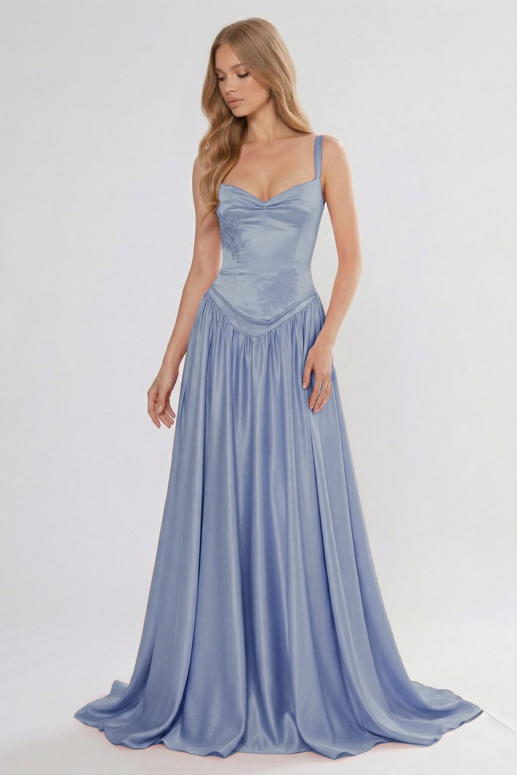 bridesmaid dress with boning Soft Satin Sweetheart Corset Back A-Line Two-Piece Maxi Wedding Guest Pleats COCOMELODY CG0310, Dusty Rose Color:NAVY BLAZER Secure Checkout. upload-20260420 Boho Fall Wedding Bridesmaid
