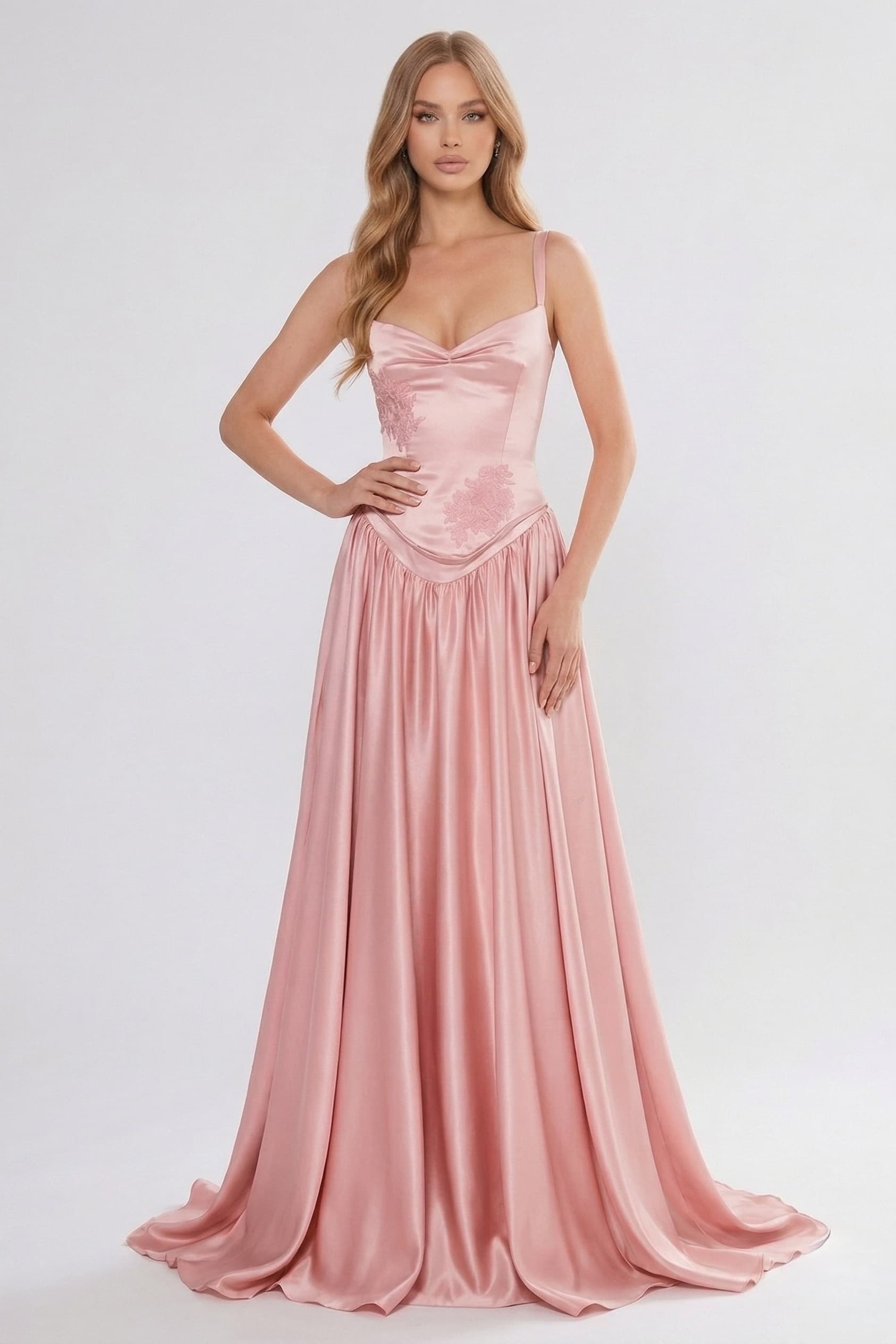 A-Line Floor Length Satin Wedding Guest Dress COCOMELODY CG0310, Olive Green A-Line Floor Length Satin Wedding Guest Dress COCOMELODY CG0310, Olive Green
