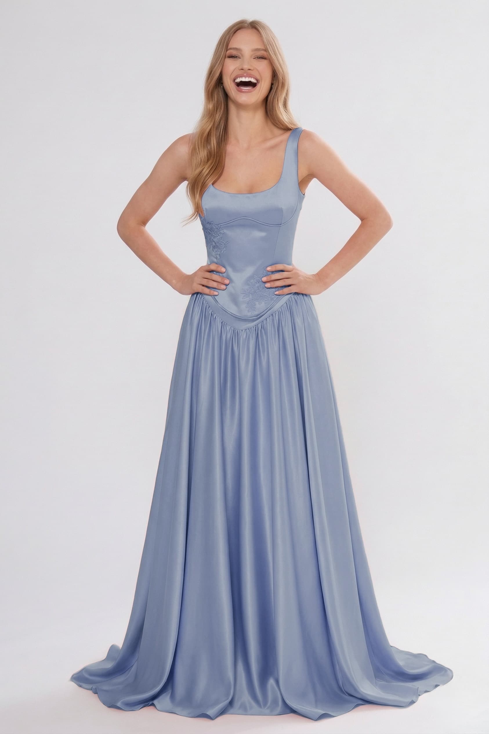 a line scoop neck bridesmaid dress A-Line Princess Scoop Neck Knee-Length Chiffon Bridesmaid Dress With L