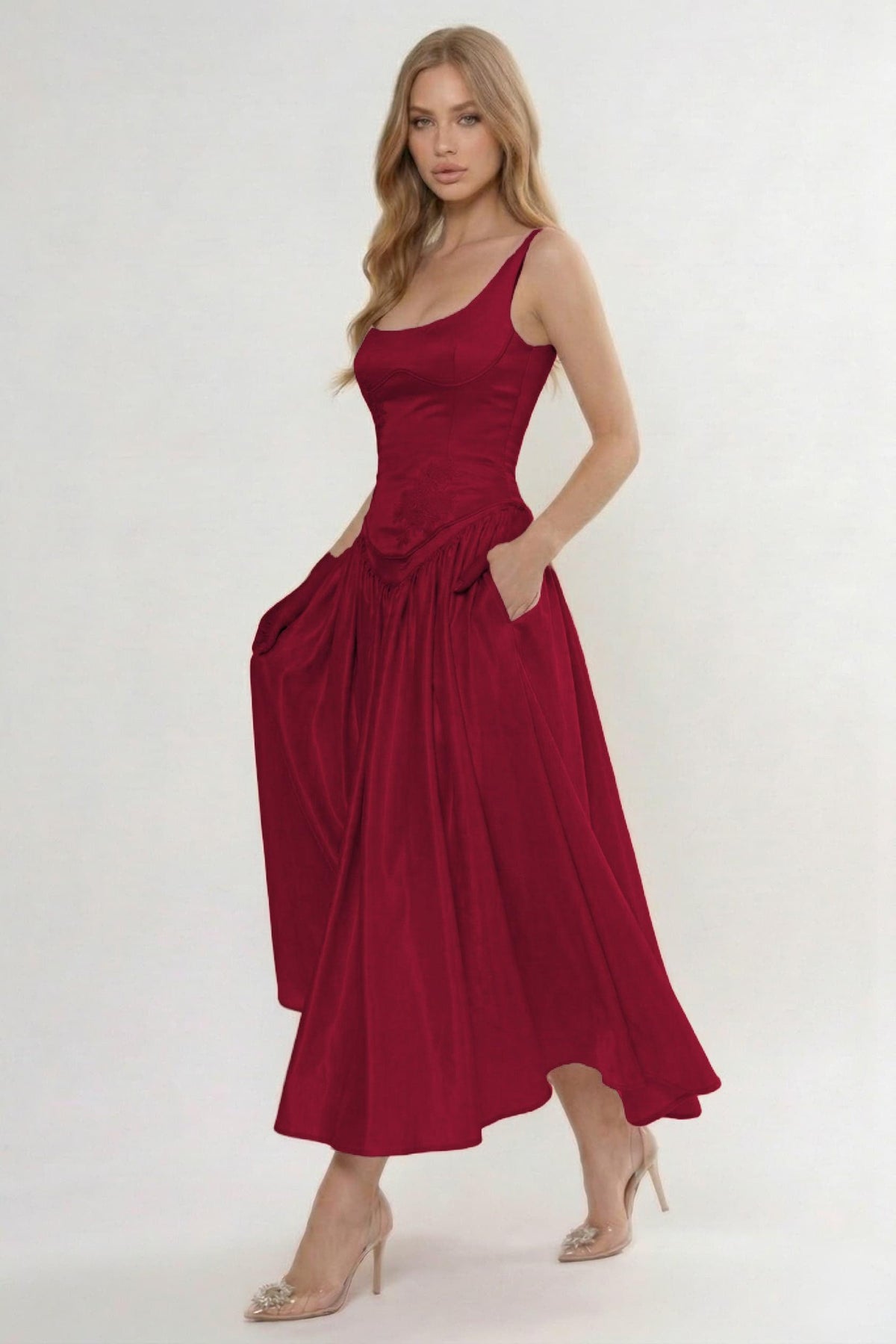 A-Line/Two-Piece Ankle Length Soft Satin Bridesmaid Dress CG0315BM - Burgundy - COCOMELODY