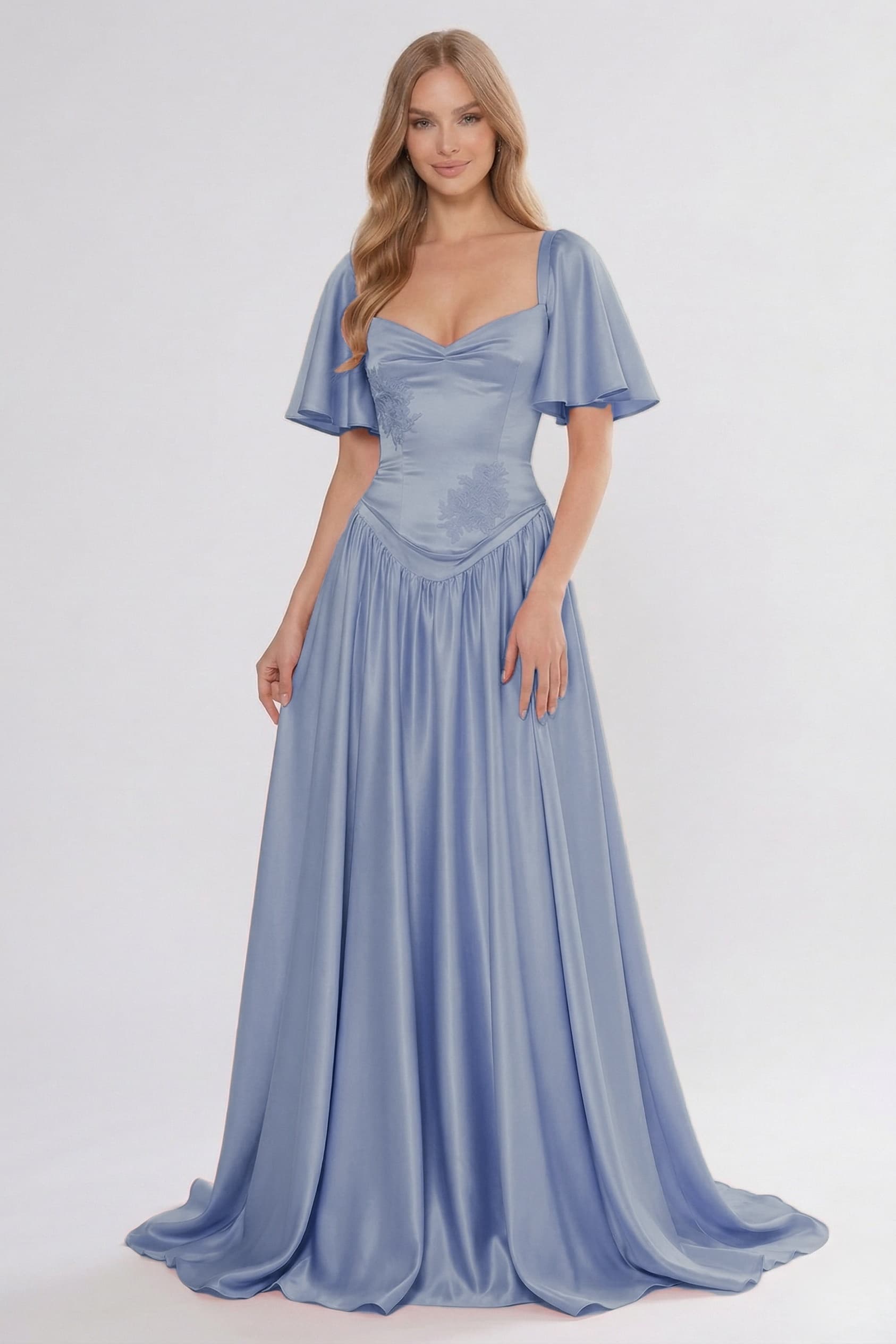 A-Line Floor Length Satin Wedding Guest Dress COCOMELODY CG0316, Black A-Line Floor Length Satin Wedding Guest Dress COCOMELODY CG0316, Black