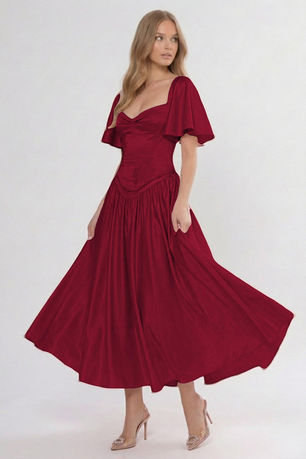 A-Line/Two-Piece Ankle Length Soft Satin Bridesmaid Dress CG0317BM - Burgundy - COCOMELODY
