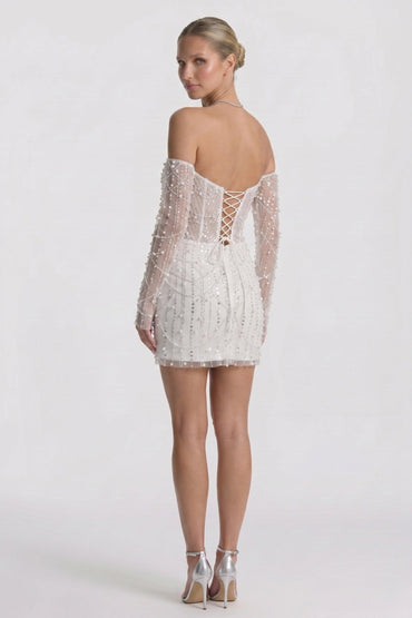 Sheath-Column Mini Lace Little White Dresses CG0322CW - 15 Days / Ivory / US0-UK2-EUR30 - COCOMELODY
