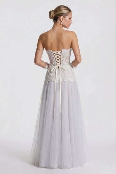 A-Line Maxi Lace Little White Dresses CG0326CW