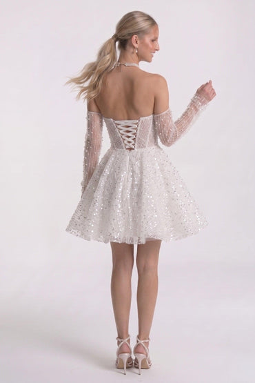 A-Line Mini Lace Little White Dresses CG0327CW - 15 Days / Ivory / US0-UK2-EUR30 - COCOMELODY