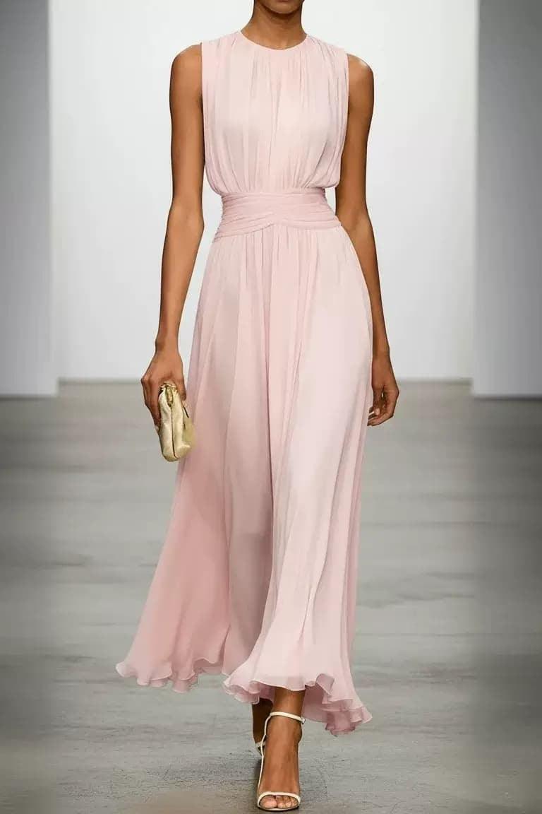 A-Line Ankle-length Chiffon Wedding Guest Dress CG0329 - Crystal Rose - COCOMELODY