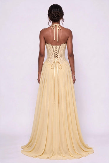 A-Line Floor-length Chiffon Lace Bridesmaid Dress CG0337BM