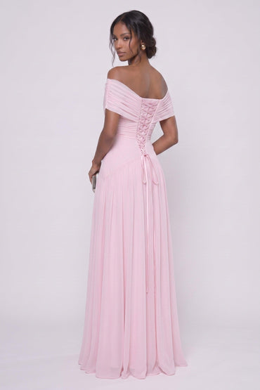 A-Line Maxi Chiffon Bridesmaid Dress CG0341BM - Light Blue - COCOMELODY