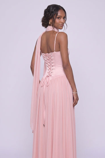 A-Line Maxi Chiffon Bridesmaid Dress CG0343BM - Light Blue - COCOMELODY