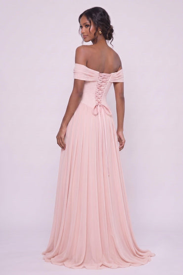 A-Line Maxi Chiffon Bridesmaid Dress CG0345BM - Light Blue - COCOMELODY