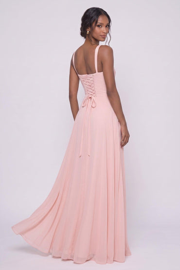 Sheath-Column Maxi Chiffon Bridesmaid Dress CG0346BM - Light Blue - COCOMELODY