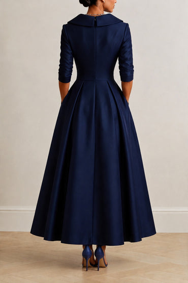 A-Line Ankle Length Satin Wedding Guest Dress CG0361